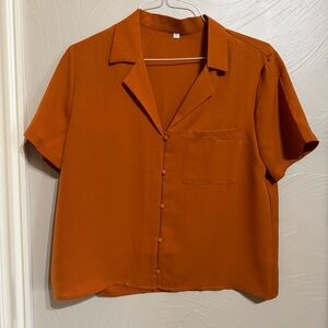 Women’s Rust-Orange Button-Front Top